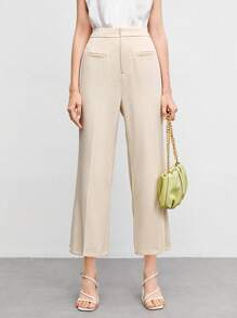 BizChic Solid Cropped Flare Leg Pants Workwear