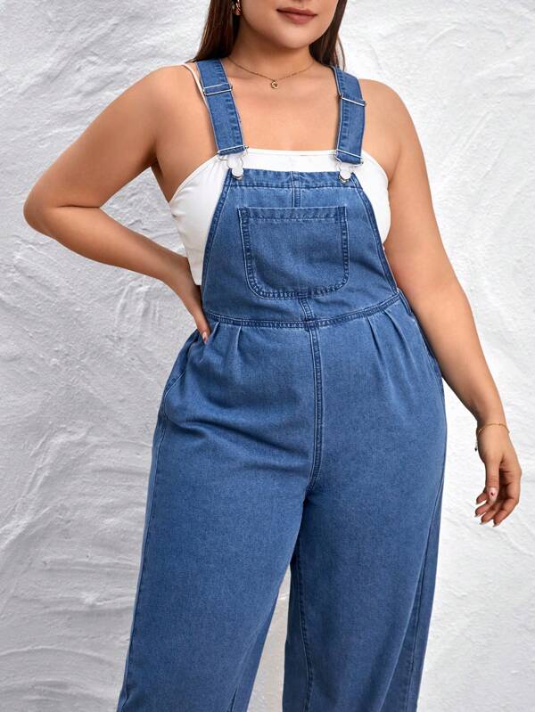 SHEIN Unity Plus Solid Denim Overalls Without Tube Top for Sale New