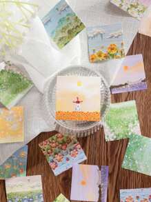 46 chiếc Tranh sơn dầu Thiết kế Hoa văn Phong cảnh Nhãn dán Các loại, Nhãn dán Đa năng Sáng tạo Cho Thủ công DIY, Trang trí, Tài khoản Cầm tay - trái cam - Xem 2