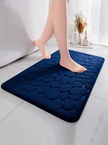 1 Tấm Thảm Tắm Chắc Chắn, Thảm Vệ Sinh Chống Trượt Polyester Hiện Đại Cho Phòng Tắm - Màu xanh hải quân - Xem 1