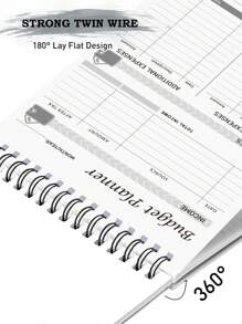 1pc Schedule Spiral Notebook, Leaf Pattern Budget Planner For Home, Office - Multicolor - View 3