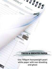 1pc Schedule Spiral Notebook, Leaf Pattern Budget Planner For Home, Office - Multicolor - View 6