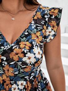 SHEIN Frenchy 大碼印花荷葉邊連衣裙 - 彩色 - 查看 6