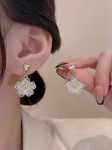 1對亞克力花朵形狀仙女耳墜適合女孩 - 金色 - 查看 2