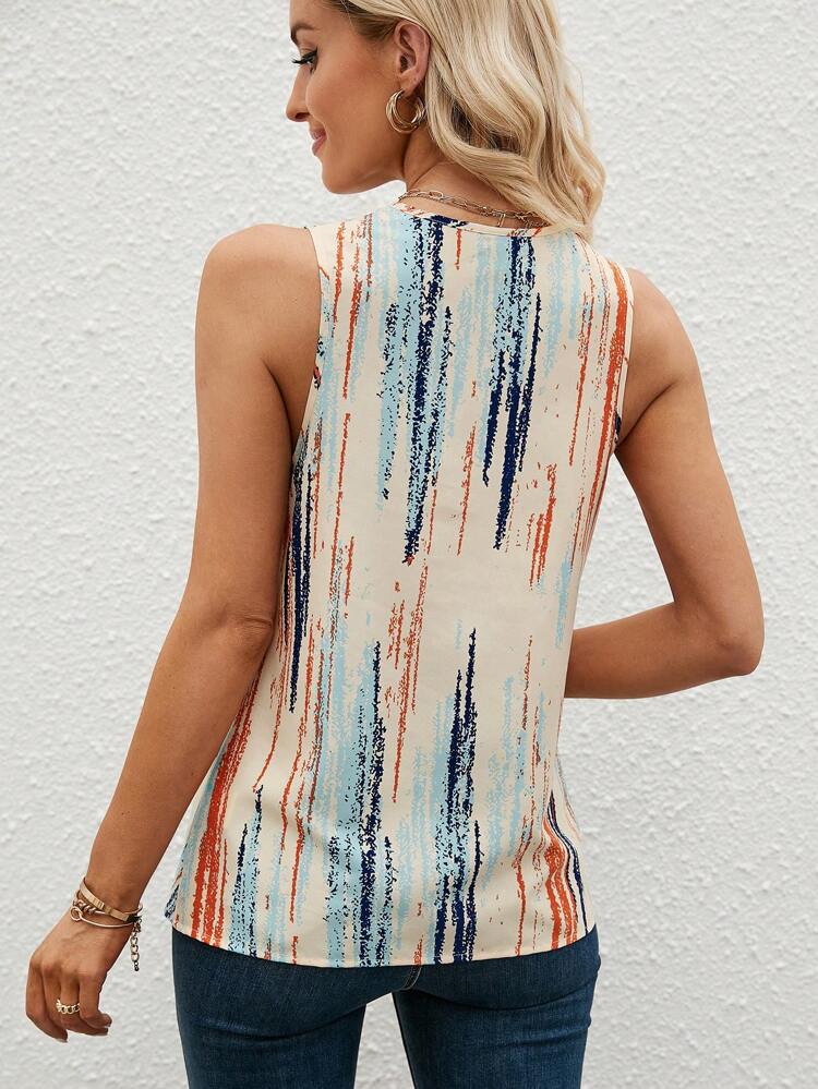 Summer Vacation Outfits Allover Print Draped Collar Sleeveless Blousesummer Outfits, Spring Outfit, Beach Outfit, Festival Outfits, Vacation Outfits, Office Outfits, Country Outfit Women / For Women Elegant Dress, Elegant Party Dress, Elegant Blouse, Casual Classy Casual Dress, Casual Blouse, Casual Sets, Casual Long Dresses Beach Dress, Beach Outfit, Vacation Dress, Summer Holiday Outfits Wedding Guest Dress, Bridesmaid Dress, Graduation Dress