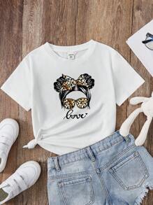 SHEIN Tops con gái Con số Lá thư Giải trí - trắng - Xem 1