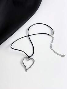 1 Hình Học Hình Trái Tim Rỗng Ra Kim Loại Mặt Dây Chuyền Choker Nữ Retro Thời Trang Đường Phố Trang Sức Dự Tiệc - Bạc - Xem 2