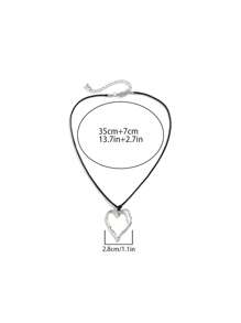 1 Hình Học Hình Trái Tim Rỗng Ra Kim Loại Mặt Dây Chuyền Choker Nữ Retro Thời Trang Đường Phố Trang Sức Dự Tiệc - Bạc - Xem 3