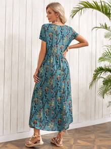 EMERY ROSE Floral Print Batwing Sleeve Dress - Multicolor - View 3