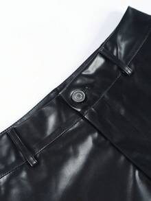Eilly Bazar Quần đùi nữ Dây kéo mép màu trơn Buổi tiệc - màu đen - Xem 4