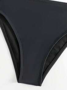 SHEIN Swim Solid Underwire Bikini Set For Summer Beach - Black - View 5