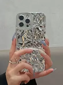 Valentines Sequins Y2k Wrinkle Embossed Electroplated Phone Case Compatible With IPhone 11,Compatible With IPhone 13,Compatible With Galaxy A14,International Version, Not The Domestic Version - Silver - View 2