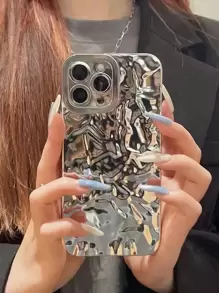 Valentines Sequins Y2k Wrinkle Embossed Electroplated Phone Case Compatible With IPhone 11,Compatible With IPhone 13,Compatible With Galaxy A14,International Version, Not The Domestic Version - Silver - View 3