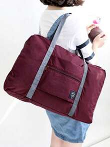 休閒旅行包,週末包,過夜包,行李包,超輕,可折疊,大容量,適合旅行,出差,返校,健身,度假,住院 - 酒紅色 - 查看 2