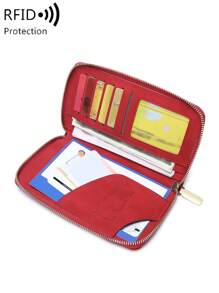 MIYIN 螢光紅字母壓紋護照夾