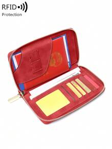 MIYIN 螢光紅字母壓紋護照夾