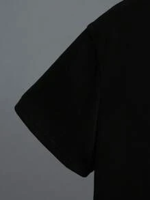 SHEIN Camiseta Estampada De Oso Para Niño Preadolescente - Negro - Ver 3