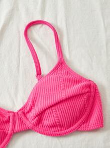 SHEIN 纯色钢圈比基尼上衣 夏季 - 玫紅色 - 查看 6