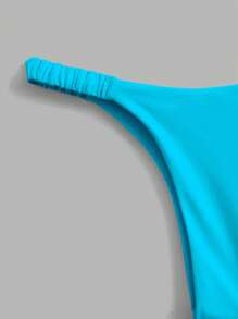 Swim Basics Summer Beach Solid Triangle Halter Bikini Set, Vacation Bikini - Mint Blue - View 4