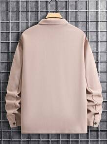 Manfinity Homme Men Flap Pocket Button Front Overcoat - Dusty Pink - View 2