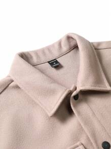 Manfinity Homme Men Flap Pocket Button Front Overcoat - Dusty Pink - View 4