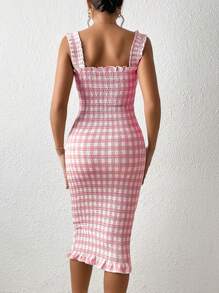 Aveloria Plaid Print Ruffle Hem Cami Dress