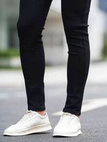 Manfinity Homme Men Cotton Solid Skinny Jeans - Black - View 5