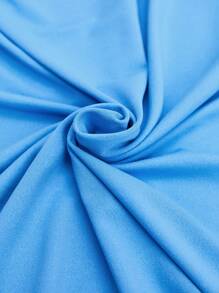 BizChic Thêu Khẩu hiệu Cổ chữ V Áo thun Trang phục làm việc - Màu xanh lam - Xem 4