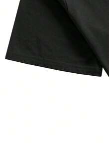 Dr Speakup ROMWE MEN Street Life 男士棉人像圖案T恤和腰部抽繩短褲 - 黑色 - 查看 3