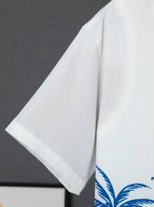 SHEIN Boys Tropical Print Shirt & Shorts Without Tee - Blue and White - View 6