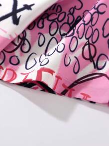 ROMWE MEN Street Life Men Graffiti Print Y2k Shirt, School - Pink - View 3