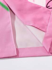 ROMWE MEN Street Life Men Graffiti Print Y2k Shirt, School - Pink - View 6