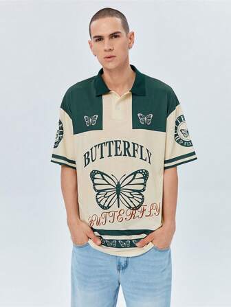 Street Life Homme Polo papillon et lettre à blocs de couleurs