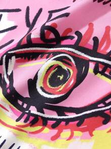 ROMWE MEN Street Life Men Graffiti Print Y2k Shirt, School - Pink - View 8