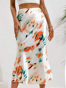 Chiquease Váy đuôi cá nhuộm tie-dye, váy satin. - Nhiều màu - Xem 1