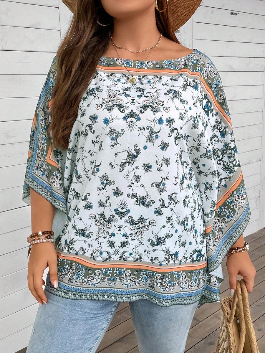 EMERY ROSE Blusa con estampado floral de manga murciélago - Multicolor - Ver 1