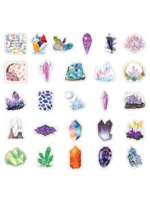 50入組水晶設計什錦貼紙，創意多用途貼紙，適用於DIY工藝品、裝飾品、手帳 - 彩色 - 查看 4