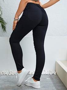 Jeans desgarro bajo crudo - Negro - Ver 2