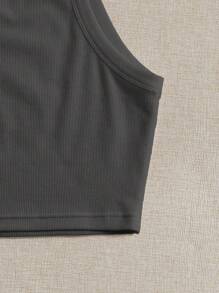 SHEIN EZwear 純色針織女士簡約上衣,適合日常或度假穿著 - 深灰色 - 查看 3