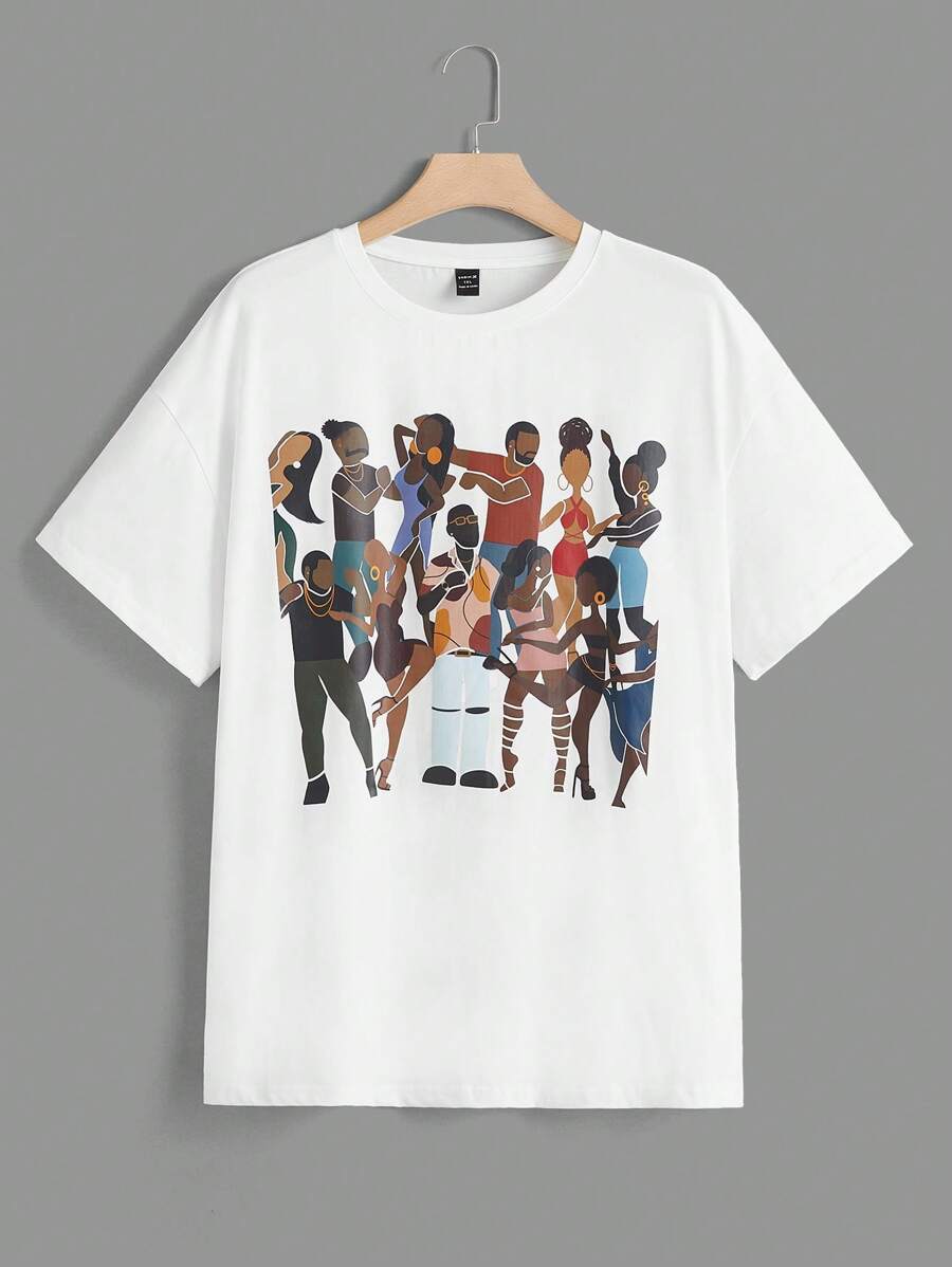 Sierra Siler Artist Plus Figure Graphic Drop Shoulder Tee, For Summer, Holiday, Vacation, Festival