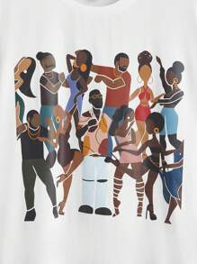 Sierra Siler Artist Plus Figure Graphic Drop Shoulder Tee, For Summer, Holiday, Vacation, Festival