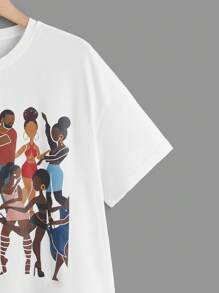 Sierra Siler Artist Plus Figure Graphic Drop Shoulder Tee, For Summer, Holiday, Vacation, Festival