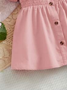 SHEIN 嬰兒雙口袋襯衫洋裝 - 淺粉色 - 查看 4