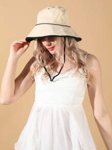 Two Tone Bucket Hat - Beige - View 1