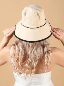 Two Tone Bucket Hat - Beige - View 4