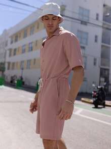 Manfinity Homme 男士腰部抽繩襯衫連體短褲