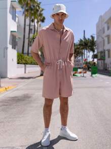 Manfinity Homme 男士腰部抽繩襯衫連體短褲