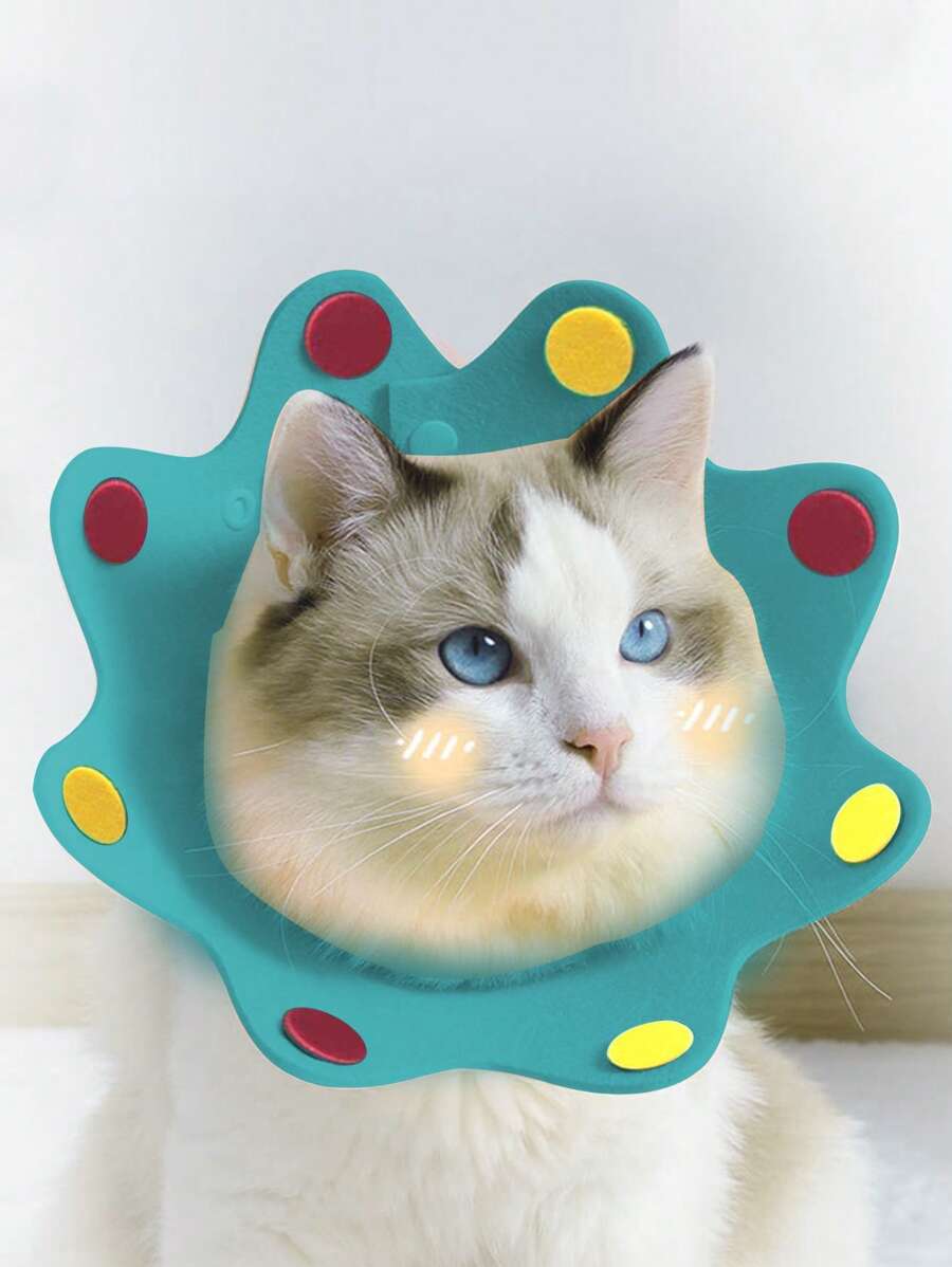 1pc Flower Shaped Pet Recovery Collar For Dog And Cat For Prevent Licking - Blue - View 1