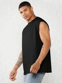 Manfinity VCAY Men 100% Cotton Solid Tank Top - Black - View 4