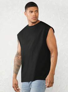 Manfinity VCAY Men 100% Cotton Solid Tank Top - Black - View 6